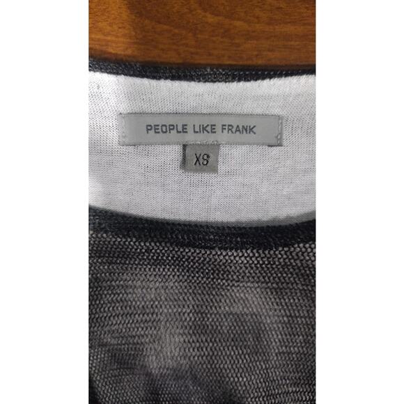 People Like Frank Double Layer Pullover Sweater, Black and White, Size XS - Picture 7 of 8